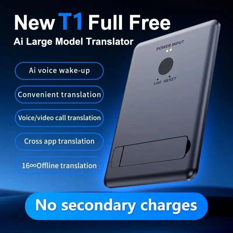 AI T1 Translator with Magnetic Phone Mount & Ultra-Thin Real-Time Video Call & Offline Mode for Global Business