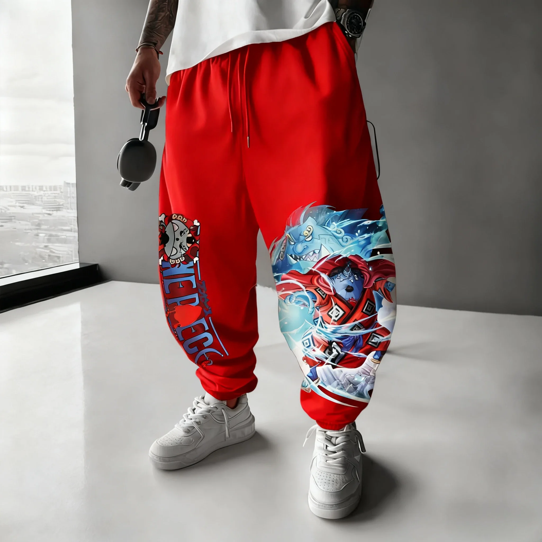 قطعة واحدة سراويل أنيمي جينبي المطبوعة للخريف/الشتاء سراويل الهيب هوب الجديدة للرجال والنساء Y2K سراويل رياضية يومية غير رسمية #3