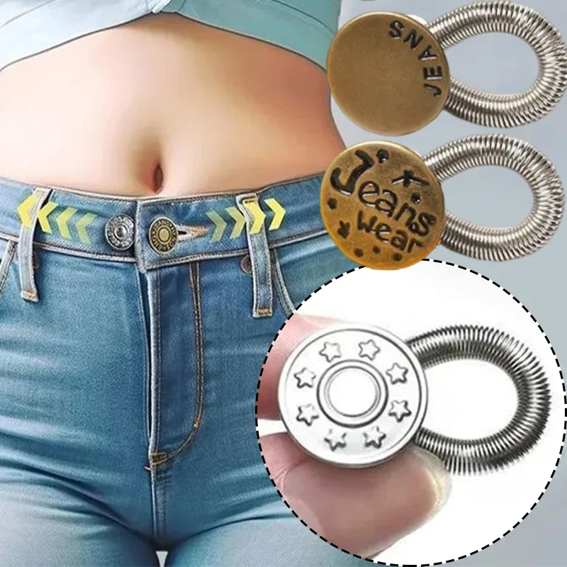 Jeans Retractable Clothing Button DIY Sewing Elastic Spring Buttons Adjustable Extended Buckle Jeans Ceinture Sewing Buckle