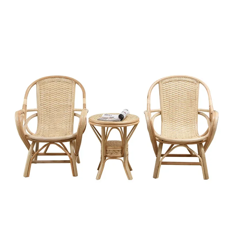 

Design style leisure rattan chair three-piece balcony rattan leisure single back chair