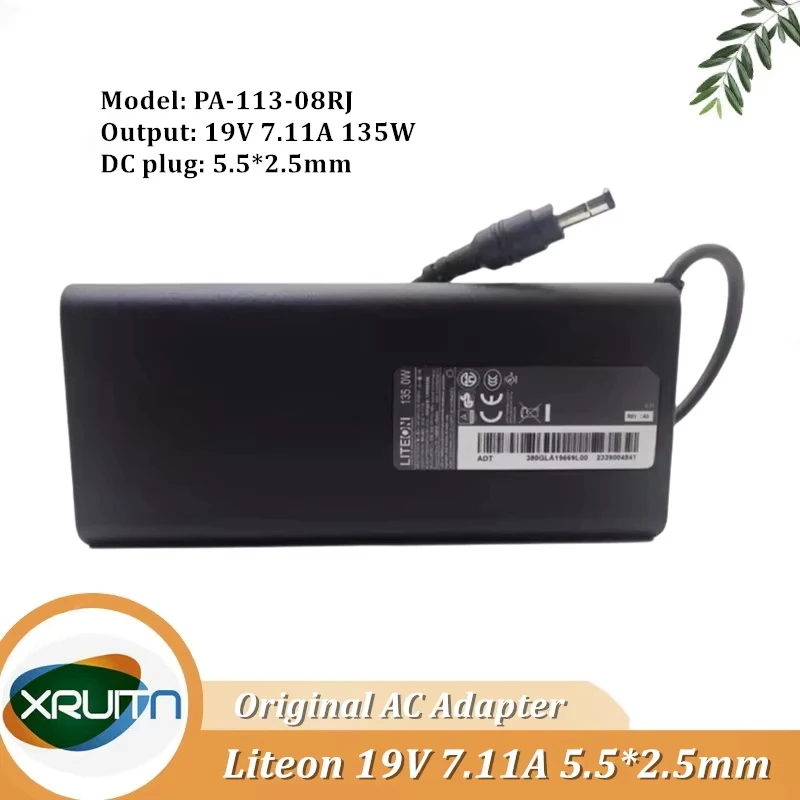 

Оригинальный адаптер переменного тока LITEON PA-1131-08RJ, 19 В, 7,11 А, 135 Вт, зарядное устройство для ноутбука ADT 380GLA19669L, 5,5 x 2,5 мм, наконечник, адаптер OEM
