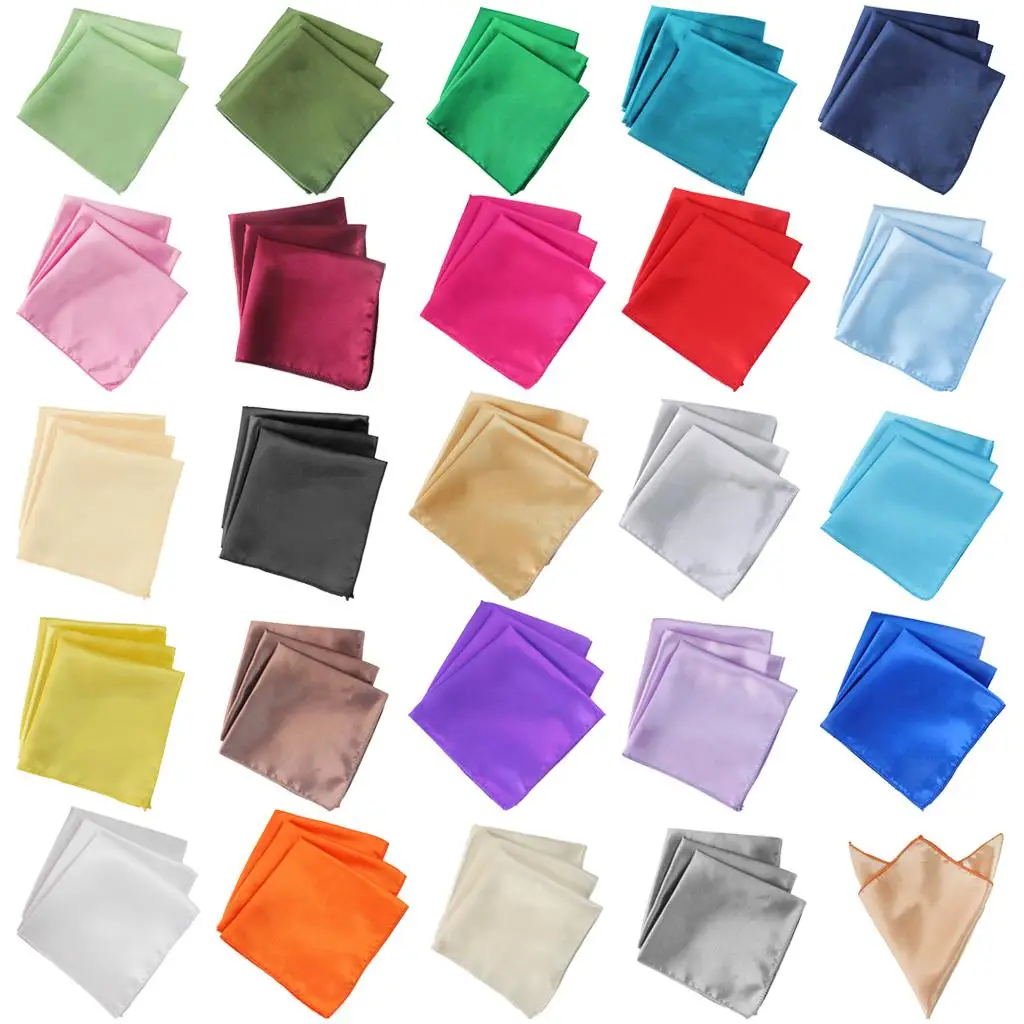 10x Mens Solid Pocket Handkerchiefs Hankie Towel Wedding Party Hanky 30x30cm