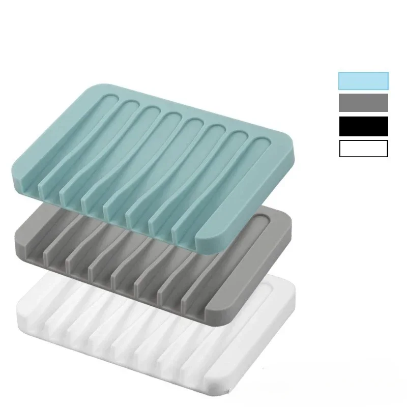 4 Colors Anti Slip Silicone Soap Holder Drain Water Silicone Soap Dishes Multifunctional Anti-slip Shaving Soap Bowls