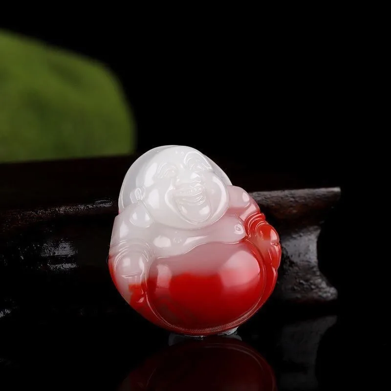 قلادة قلادة على شكل دم الدجاج الطبيعي من اليشم بوذا قونغ، إكسسوارات الموضة الكلاسيكية