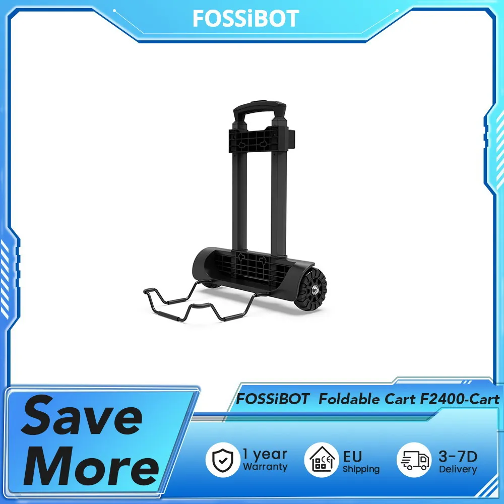 FOSSiBOT F2400-Cart, 2 Durable Dual Ball Bearing Wheels, Portable and Foldable, 3-Level Adjustable Handle