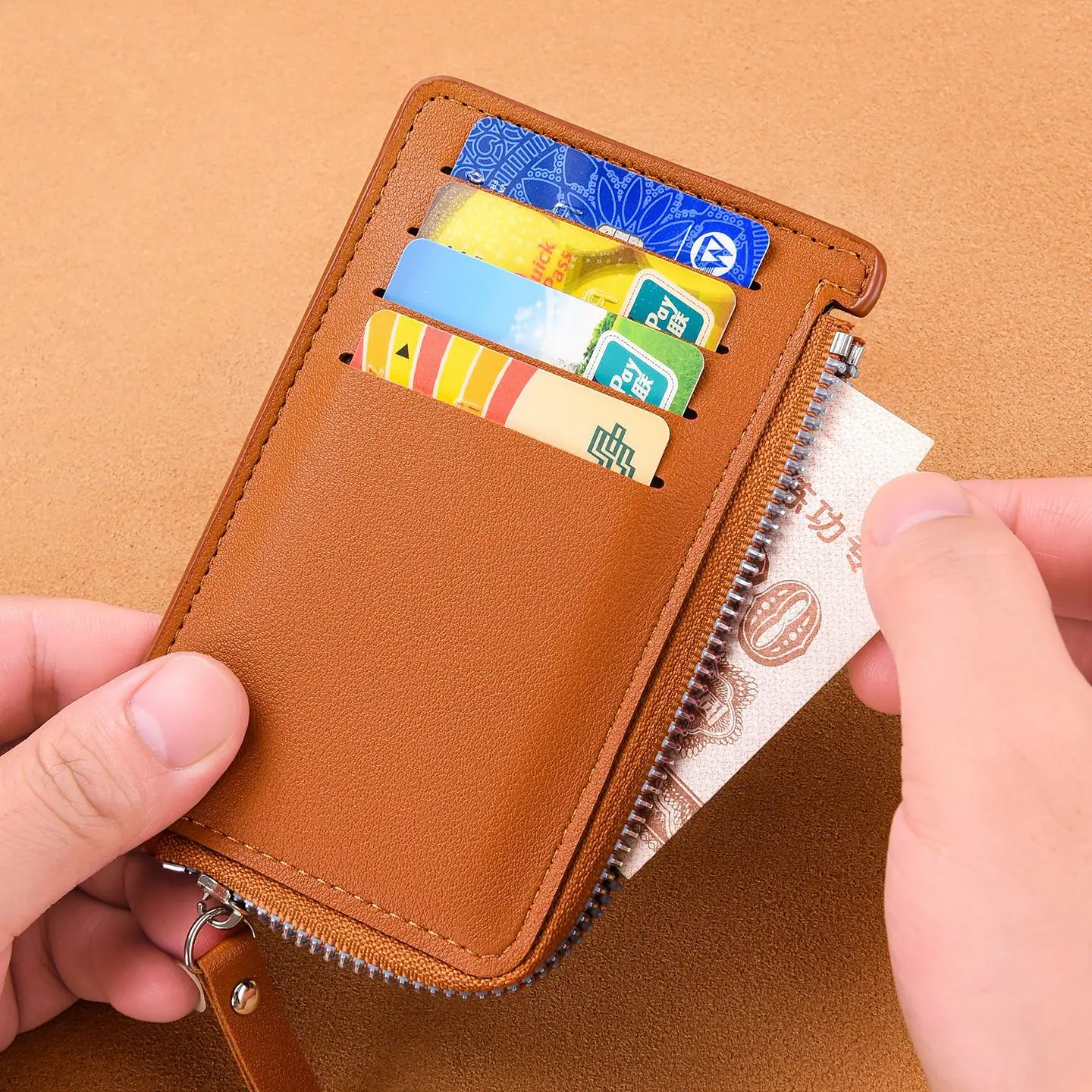 New card bag Men's and women's ultra-thin zipper Wallet Coin purse simple bank card cover ID bag mini small card holder
