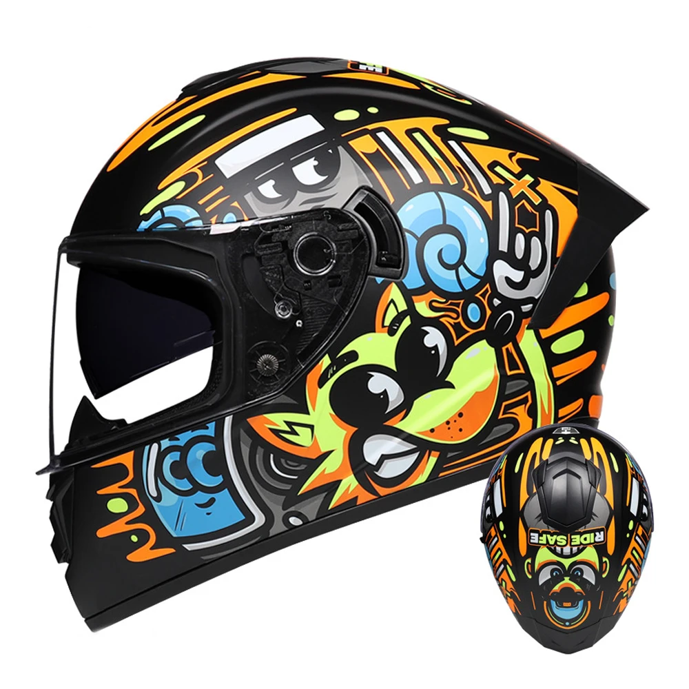 

Colorful Full Face Biker Helmet Breathable Motocross Kask Wear-Resistant Helmet For Motorcycles Anti-Fall Motorcycle Accessories