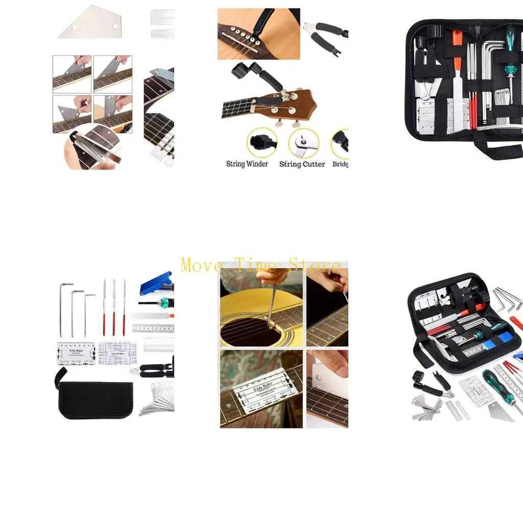 92ME 25Pcs Guitar Setup Kits Guitar Repairing Tool with String Action Ruler Gauge