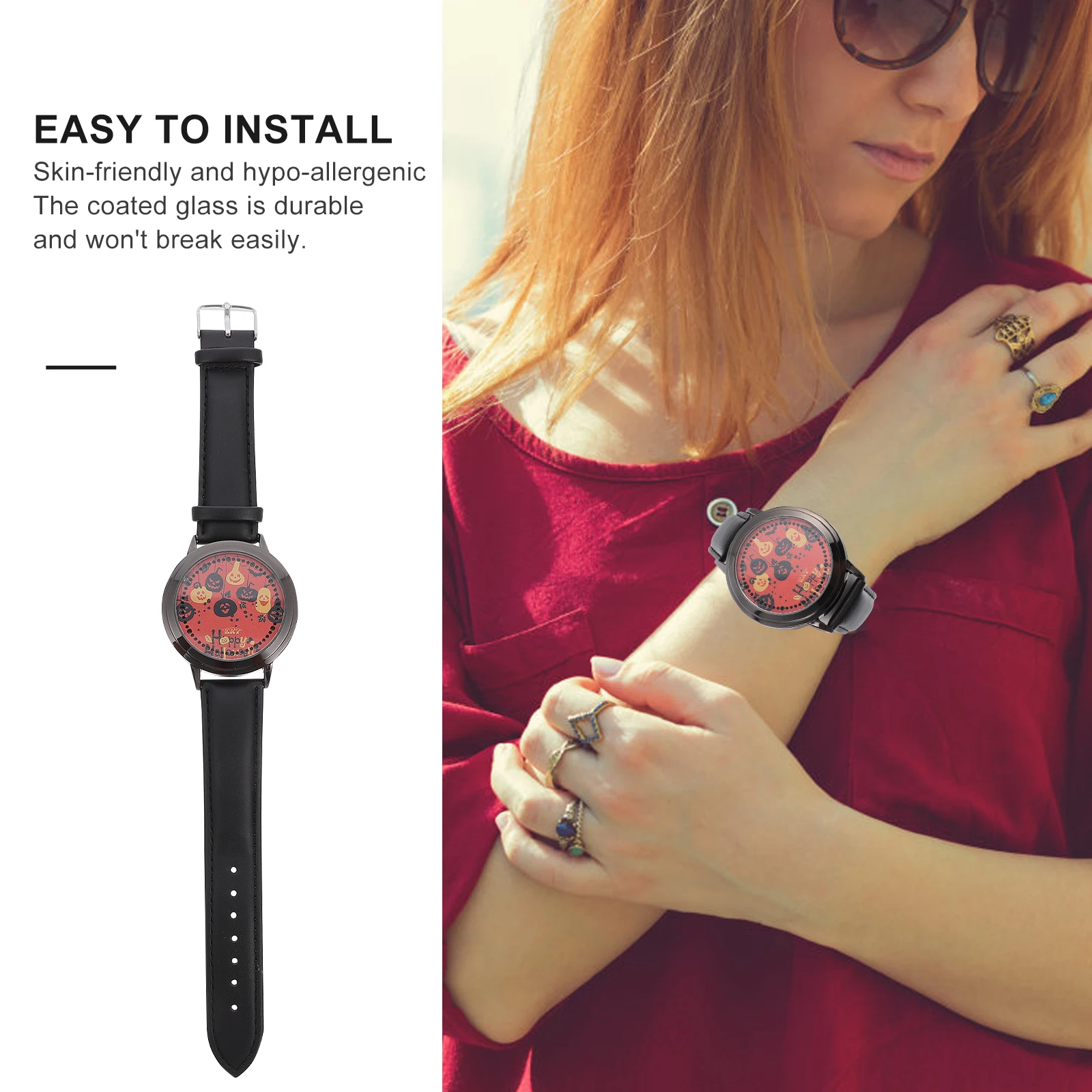 

LED Luminous Watch Touch Screen Halloween Gift Creative Black Coated Glass Wristwatch