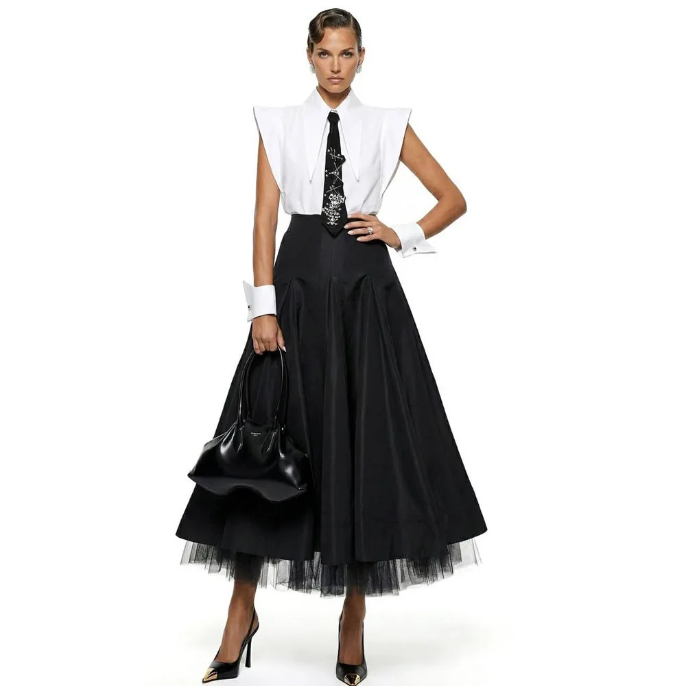 Gonna da donna nera da donna da ufficio Gonna a vita alta con cerniera alla caviglia Gonne da festa causali per donna Gonna maxi femminile