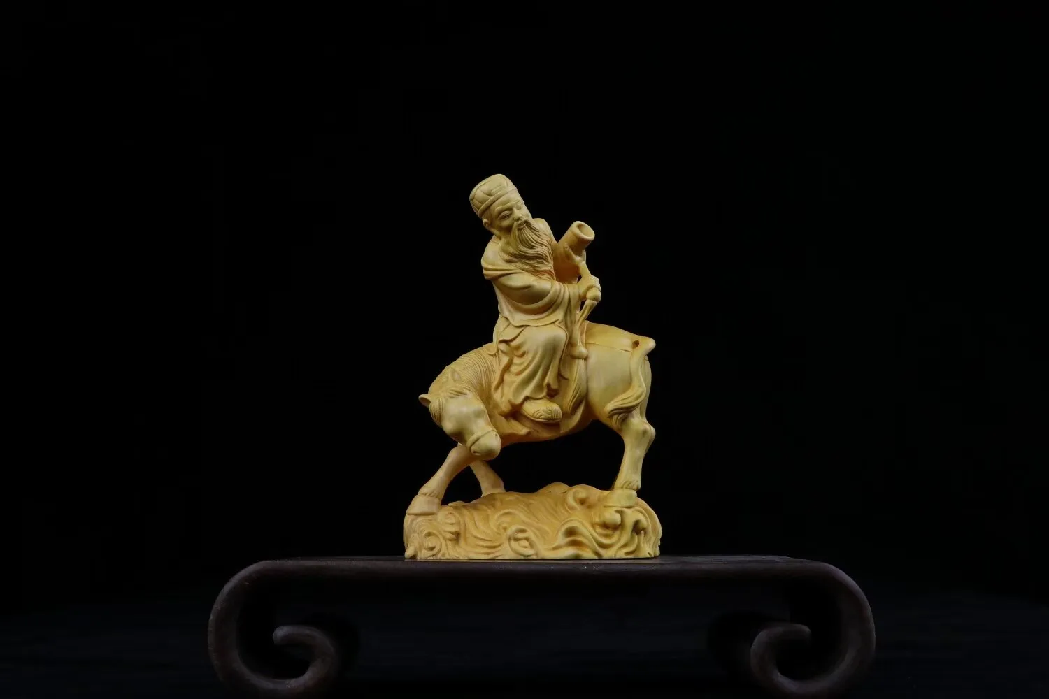 

Chinese Boxwood Wood Hand Carved Zhang Guolao Statue