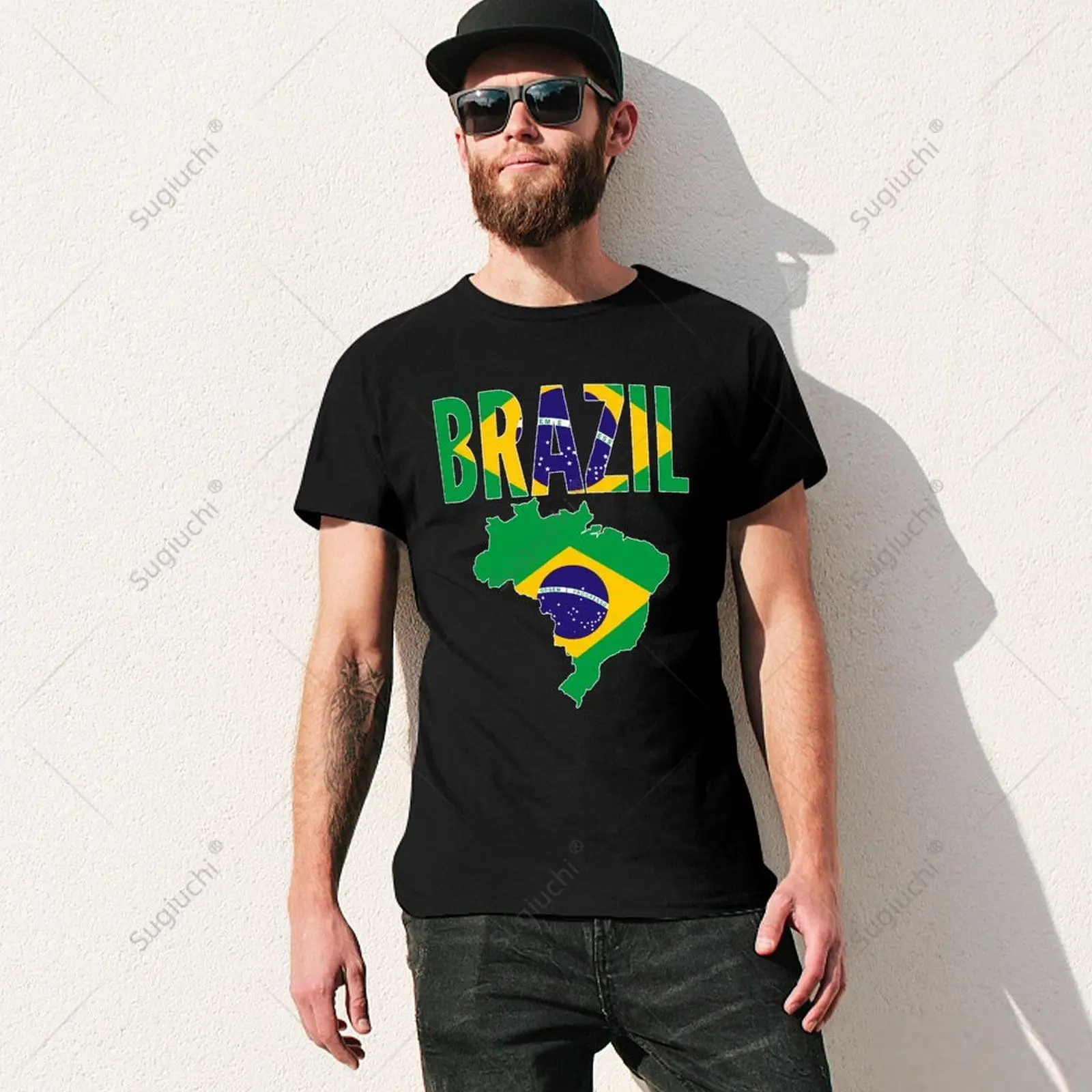 Unisex Men Brazilian Brazil Brasil Country Map Flag Tshirt Tees T Shirts Women Boys 100% Cotton T-Shirt