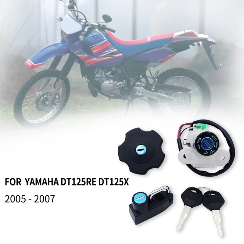 Motorcycle Ignition Switch Lock Seat Lock Fuel Cap Lock With Key For Yamaha DT125RE DT125X 2005-2007