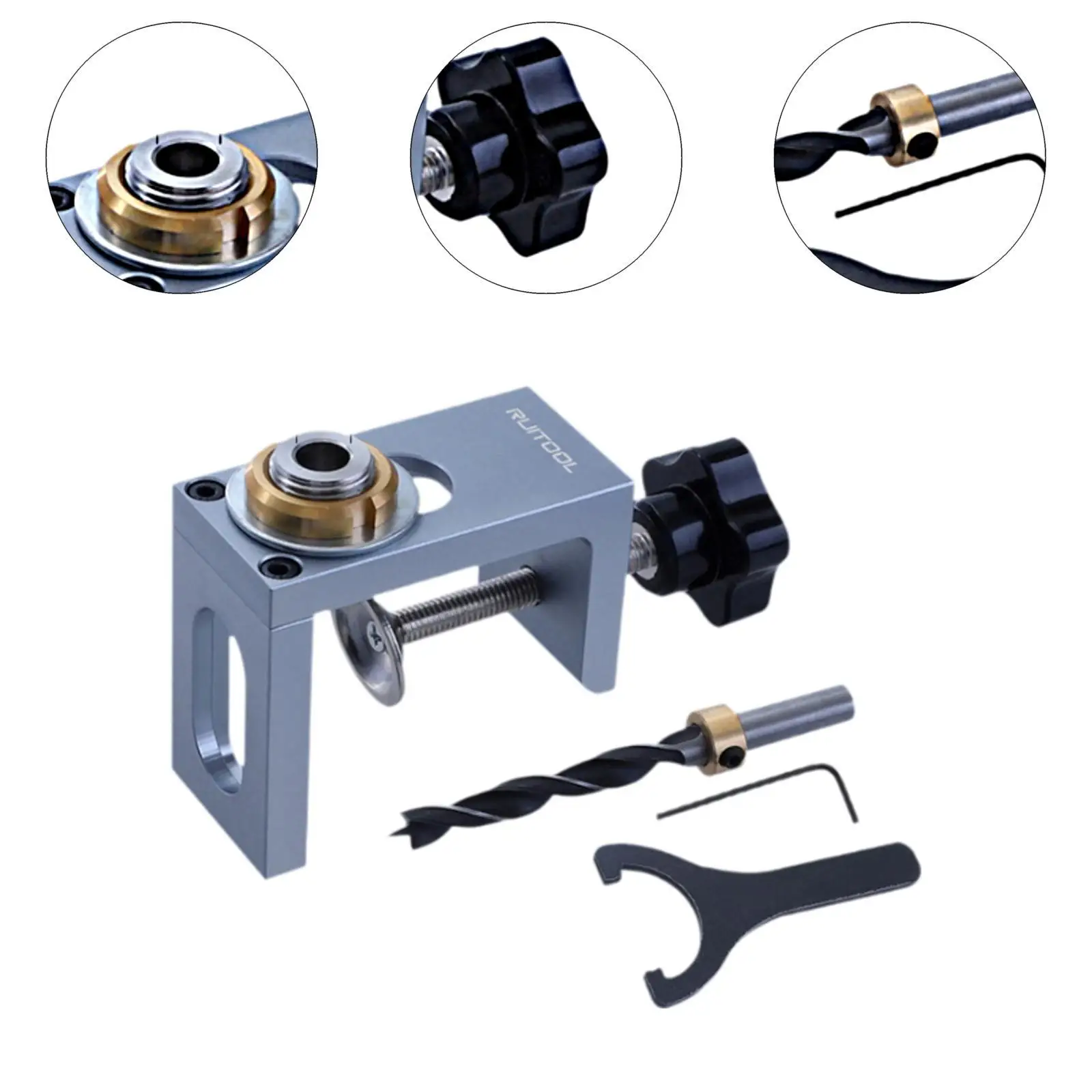 Self Centering Doweling Jig Set with Drill Head Handheld DIY Accessories Wood Dowel Jig Practical Portable Woodworking Tool