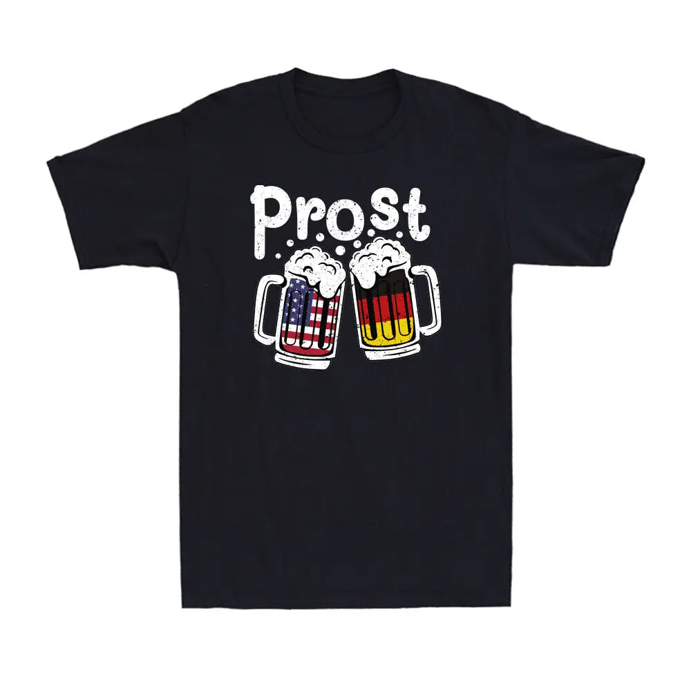 Prost Beer American German Flag Funny Oktoberfest Drinking Lovers Retro T-Shirt