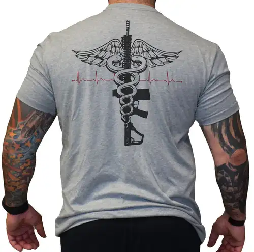 Imagen 2 del producto Camiseta de caduceo táctico Medic de combate de EE. UU., nueva camiseta informal de manga corta de verano con cuello redondo de algodón 100% para hombre, talla S-3XL