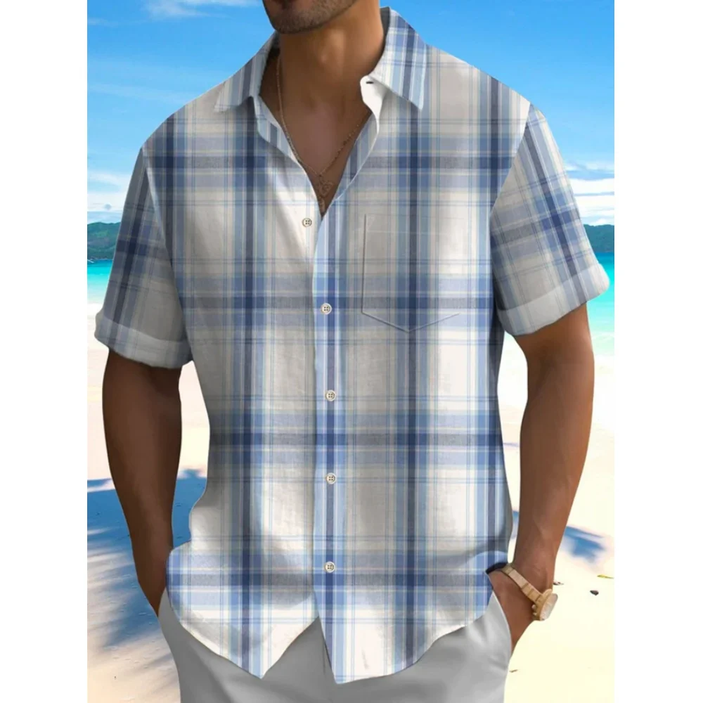 Camisa de manga corta para hombre, camisa hawaiana transpirable, suelta, informal, a la moda, de verano