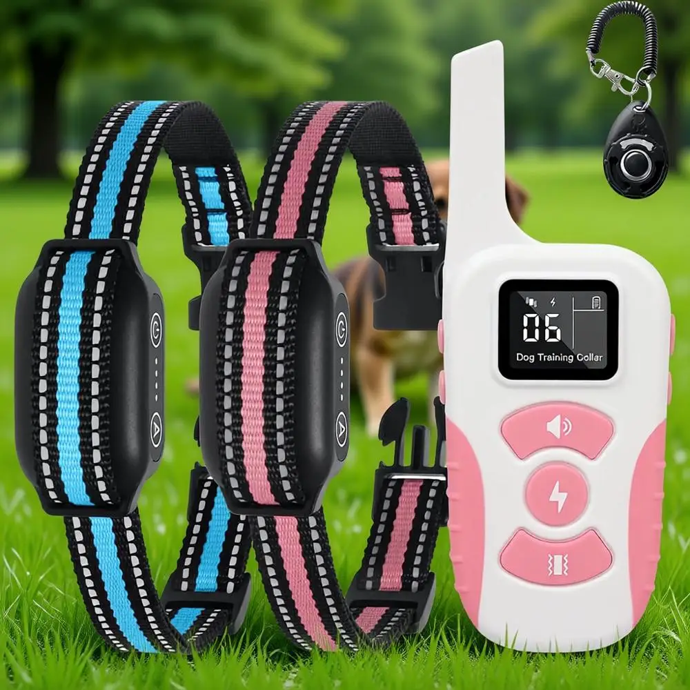 

Bark Collar & Shock Collar for Dogs, 3300t Dog Training Collar with Remote 2 Pack - Anti Bark/Vibration/Shock, IP67 Smart Dog E