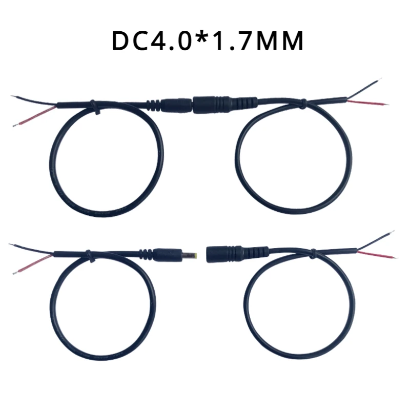 

1/5/10Pcs/lot All Copper DC4.0*1.7mm Male Female 12V 2A 30/50/100cm Power Cord 22AWG Plug wire connector 30CM/50CM/100CM