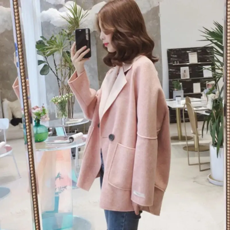 

Новое осенне-зимнее женское толстое шерстяное пальто средней длины