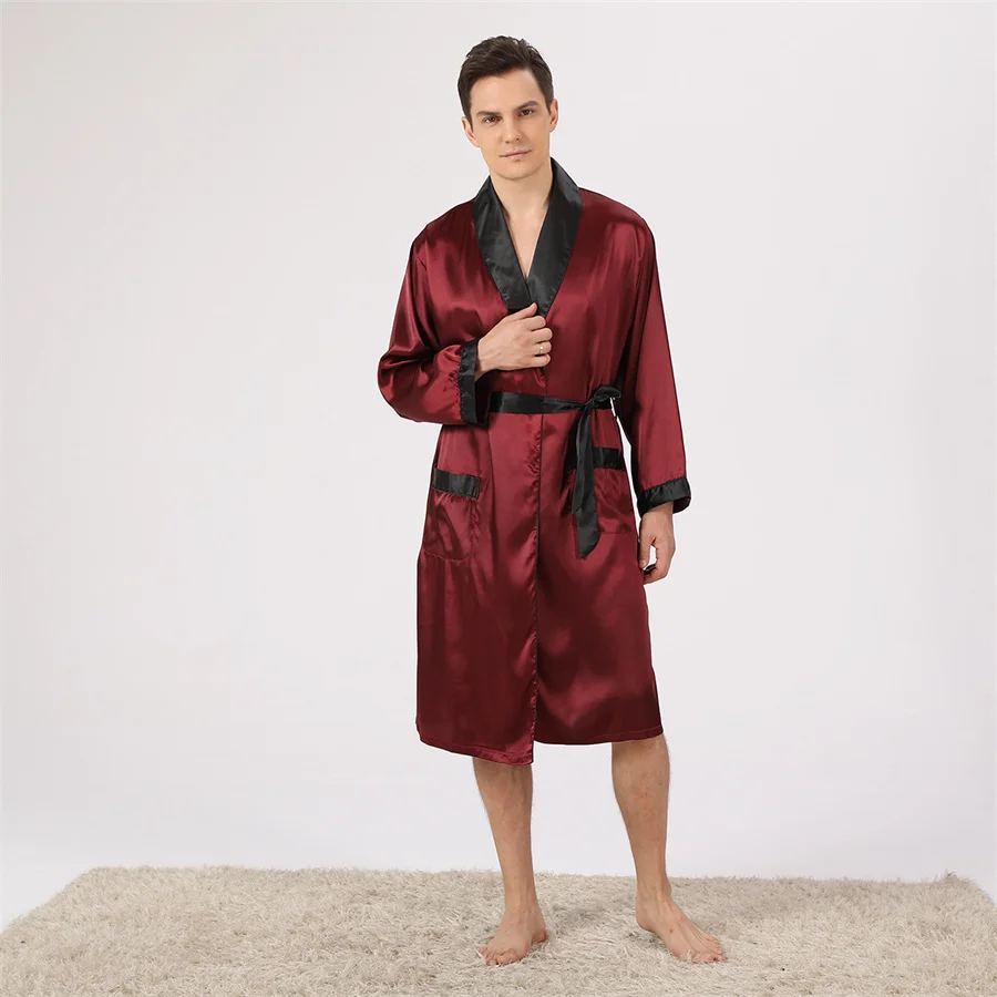 2024 Men's Summer Silk Robe Sets Sleepwear Shower Robe and Shorts 2 Piece Man Kimono Night Gown Men Housewear Bathrobe Big Size