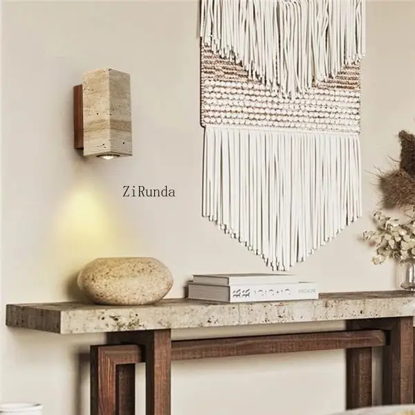 Japanese Style Light Emitting Diode Wall Light Creative Simple Interior Travertine Yellow