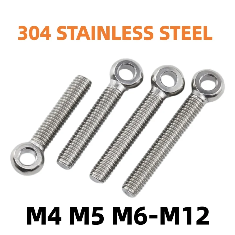GB798 304 Stainless Steel Fisheye Eye Bolt Ring Link Stud Articulated Anchor Slip Hole Screw Bolt Rod M4 M5 M6 M8 M10 M12