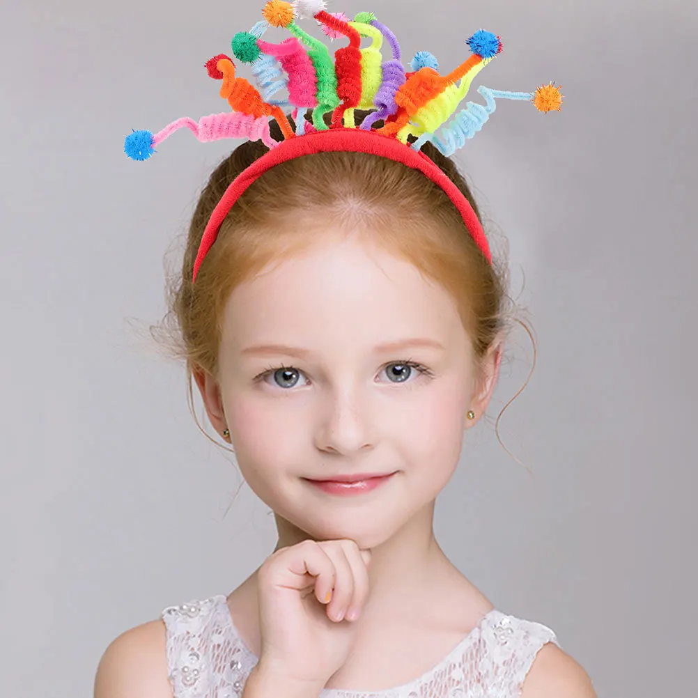 3 pçs portátil aniversário headbands pompom design crianças fontes de festa de aniversário headbands pompom aros de cabelo presente das crianças