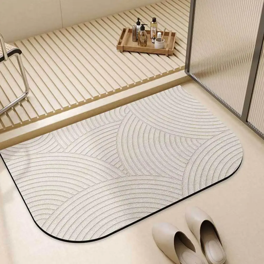 Diatom Mud Bath Mat Quick Dry Absorbent Bath Mat with Non Slip Rubber Backing for Bathtubs Showers Thin Bathroom Rug