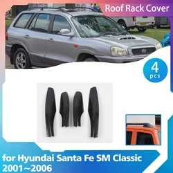 4pcs Roof Rack for Hyundai Santa Fe SM Classic 2001~2006 Luggage Bar Part Rail End Cover Shell Cap Trim Shell Guard Accessories