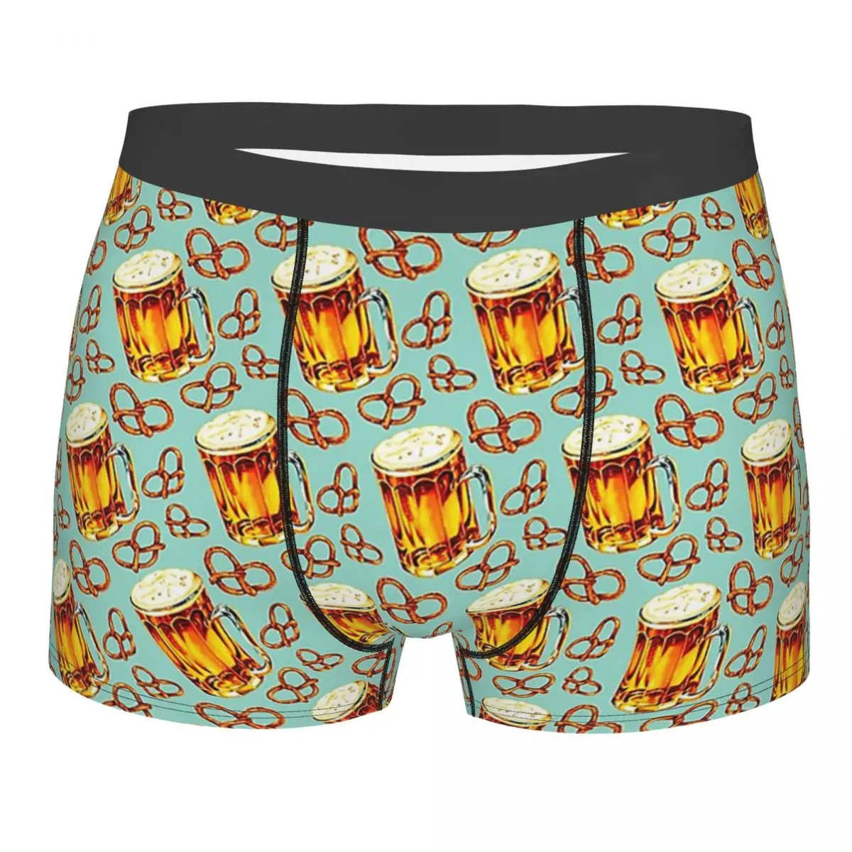 Men Beer Pretzel Pattern Underwear Boys Lover Humor Boxer Briefs Shorts Panties Homme Breathable Underpants