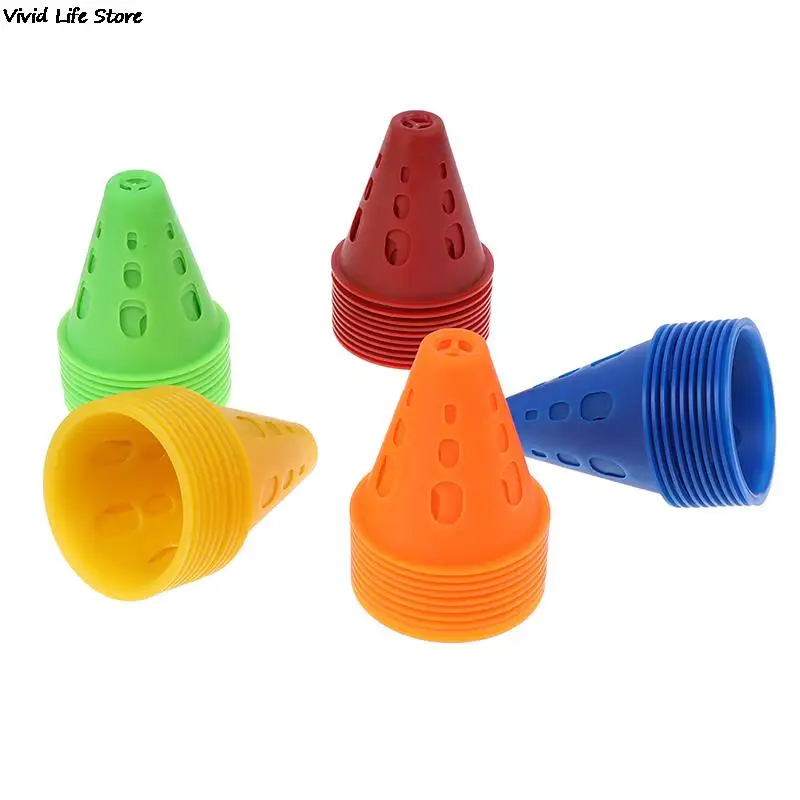 

Brand New 10Pcs/Lot Sport Football Soccer Rugby Training Cone Cylinder Outdoor Football Train Obstacles For Roller Skating