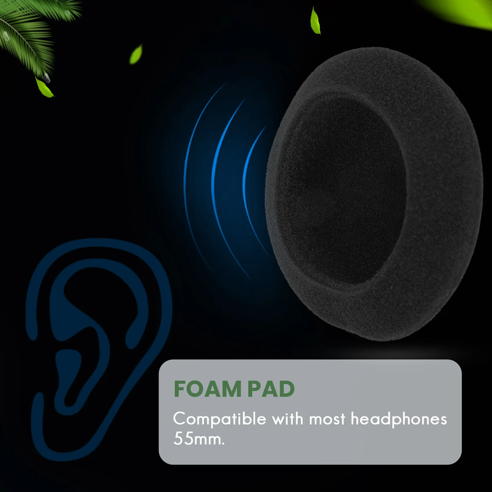 A59E 4 Pair 60mm Replacement Ear Foam Earphone Pad Covers for Headset Headphone Black