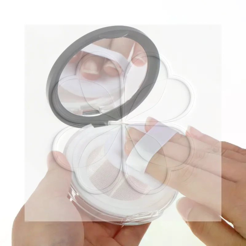 1Pcs 3g Ultra-thin Plastic Makeup Powder Jar Empty Box with Mirror & Soft Puff Mini Size for Women Outdoor Cosmetic Use