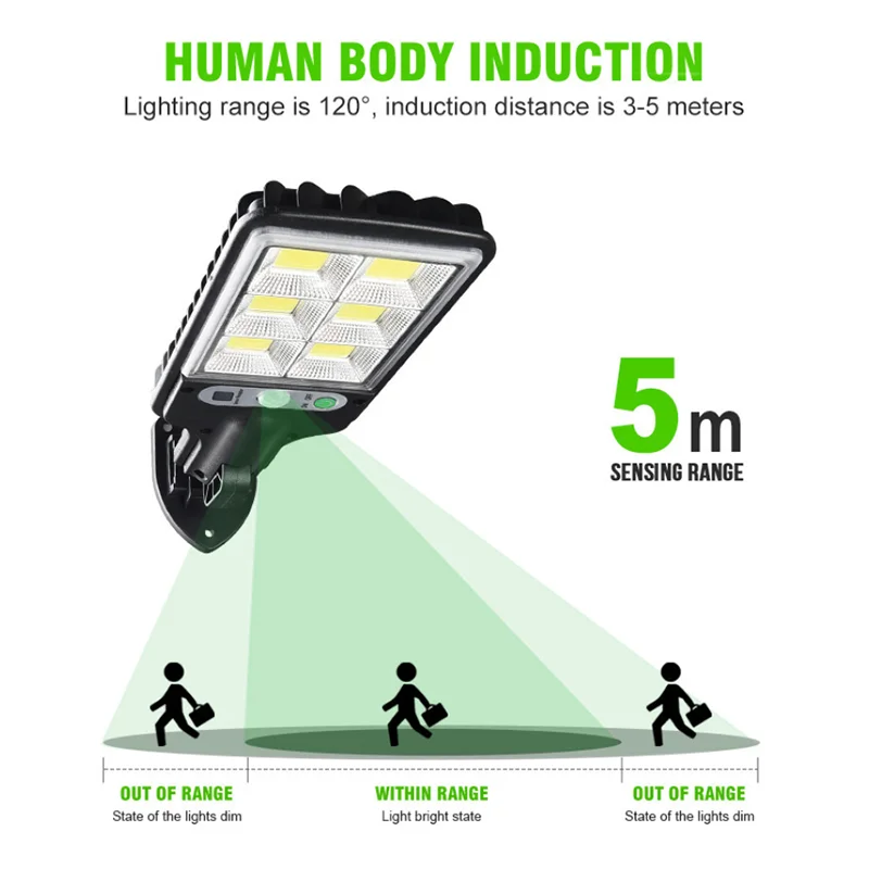 Equipped with remote control outdoor solar lighting 108COB, with 3 switchable lighting modes, suitable for backyard and porch