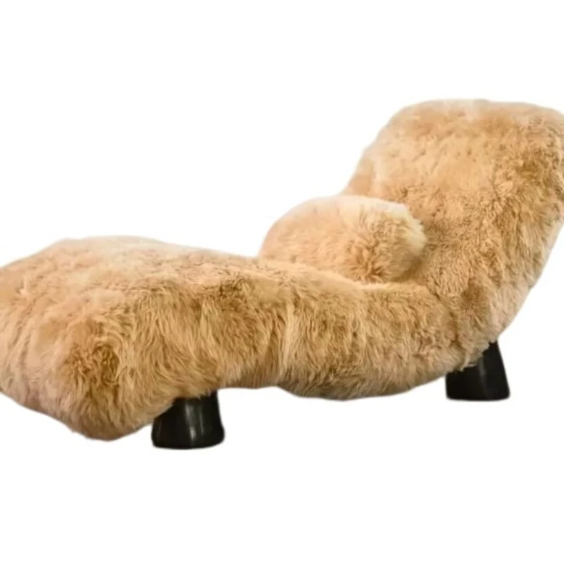 

Italian light luxury wool sofa recliner lazy wind antique designer advanced living room villa solid wood sofa