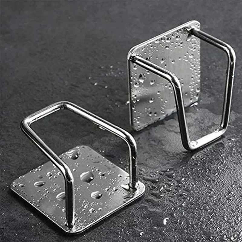 

1/2/4PCS Stainless Steel Sink Sponge Holder Self-Adhesive Kitchen Organizer Drain Drying Rack Wall Hooks Wire Ball Rag Storage