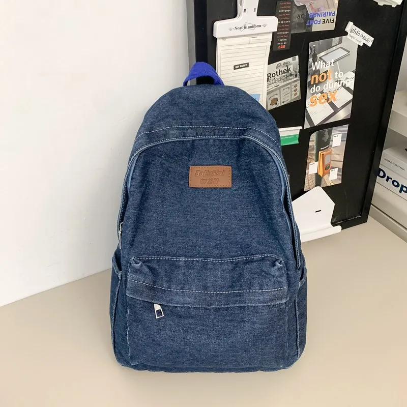 High-quality Denim Ladies Backpacks New Women Schoolbags 2024 Spring Youth Laptop Backpacks Travel Bag Mochilas De Mujer