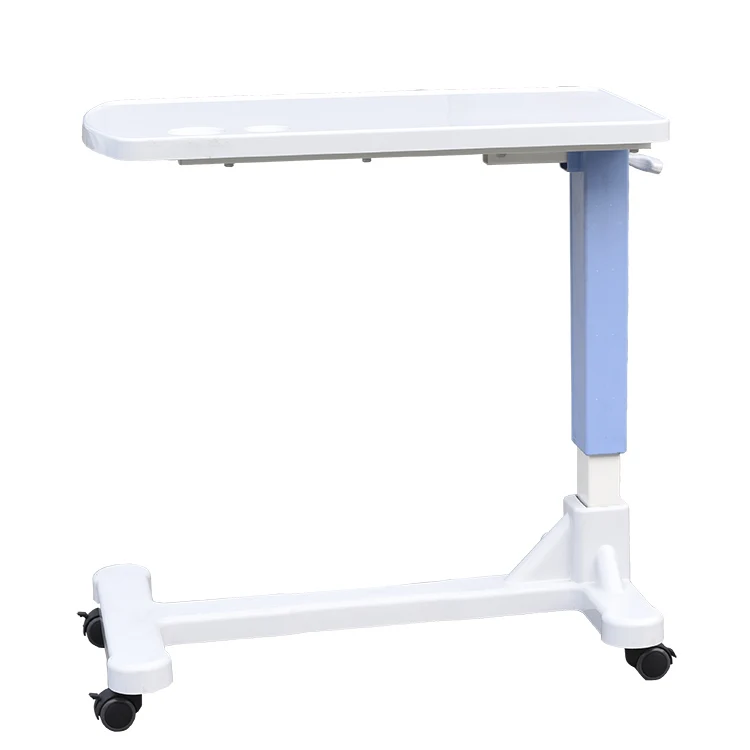 طاولة طعام للمريض في المستشفى الطبي، طاولة طعام متنقلة قابلة للتعديل فوق طاولة السرير بعجلات #4