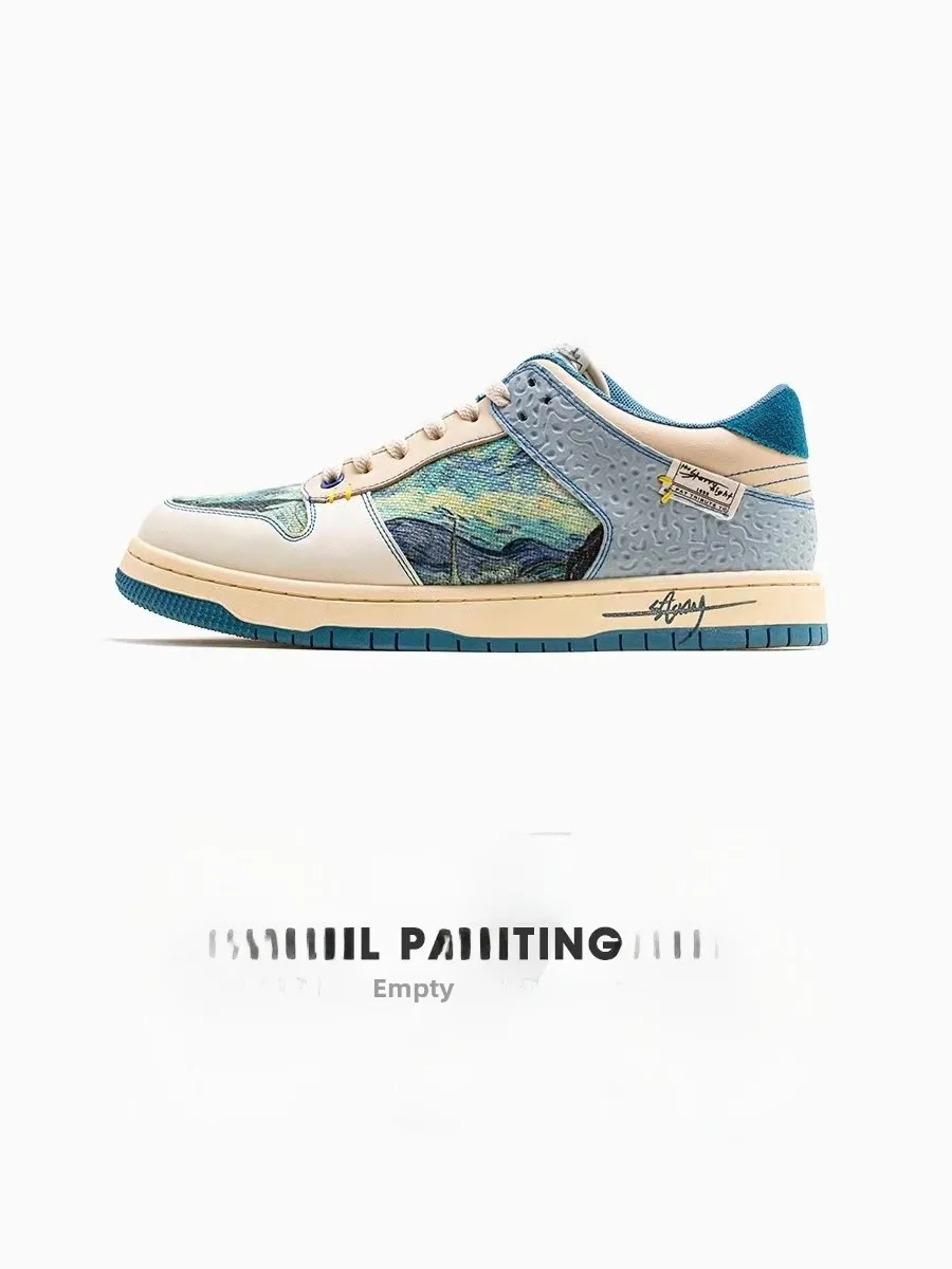 MRA Starry Night Oil Painting أحذية رياضية رجالية قابلة للتنفس كاجوال ثي بوت رياضية للأزواج الشباب ملابس يومية #2