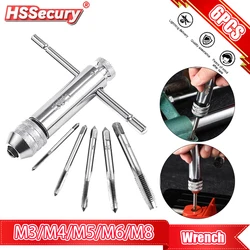 M3-M8 Tap Wrench Adjustable Ratchet Hand T-shaped Tap Seat Wrench Positive and Reverse Tap Holder Manual Tapping Accessories