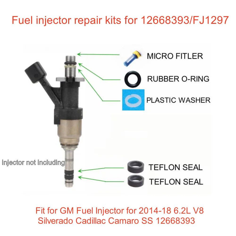 Fuel Injector Repair Kits for GM Fuel Injector for 2014-18 6.2L V8 Silverado Cadillac Camaro SS 12668393 FJ1297(AY-RKG920)