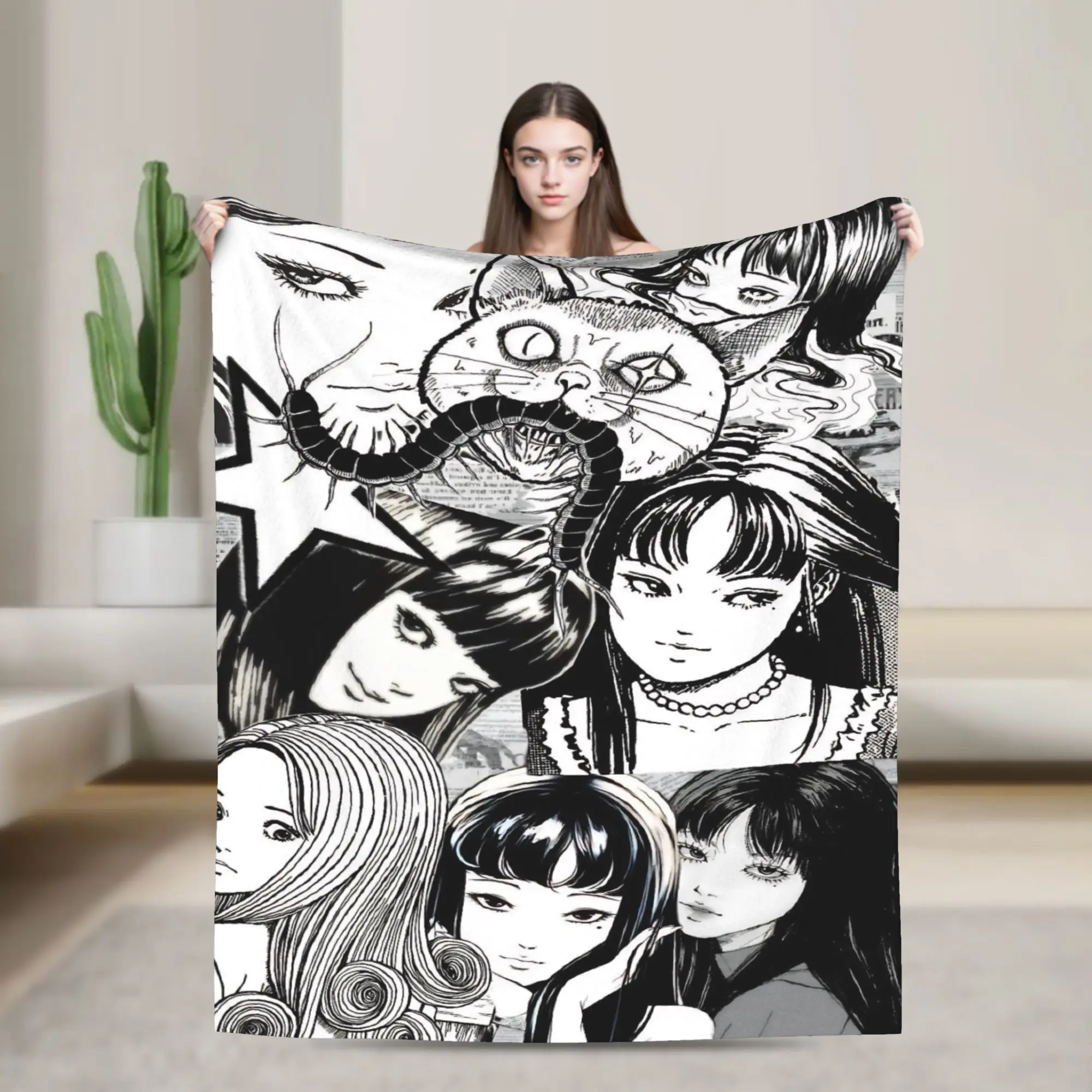

Tomie Girl Wool Blanket Anime Awesome Throw Blanket for Home 200x150cm Rug Piece