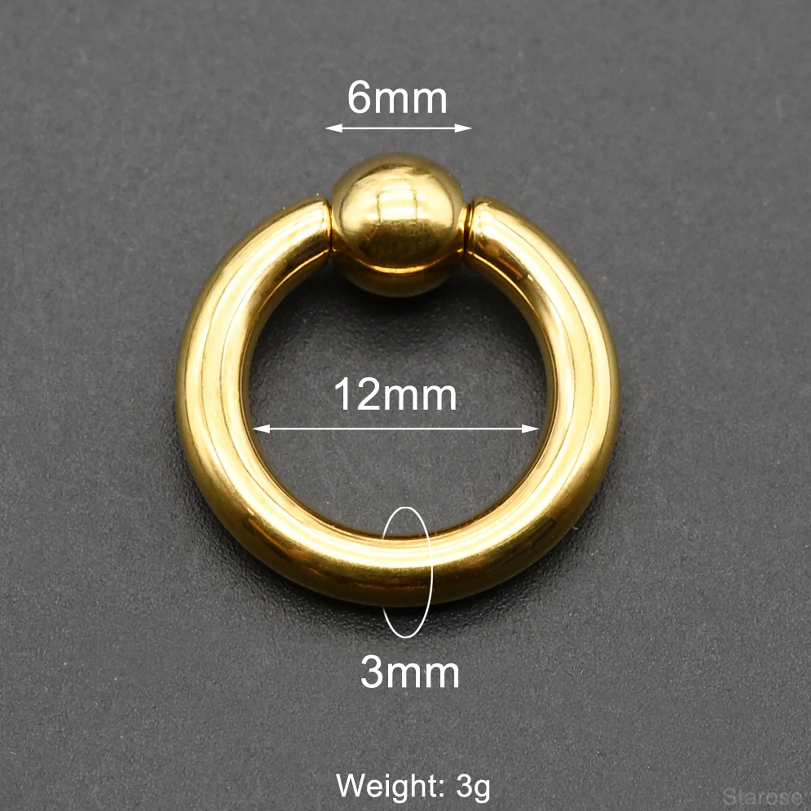 Large Gauge Surgical Steel Septum Piercing Nose Ring, Captive Bead