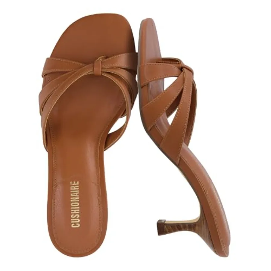 

CUSHIONAIRE Malta Strappy Kitten Heels for Women, Dressy Open Toe Low Heel Sandals with Memory Foam Comfort