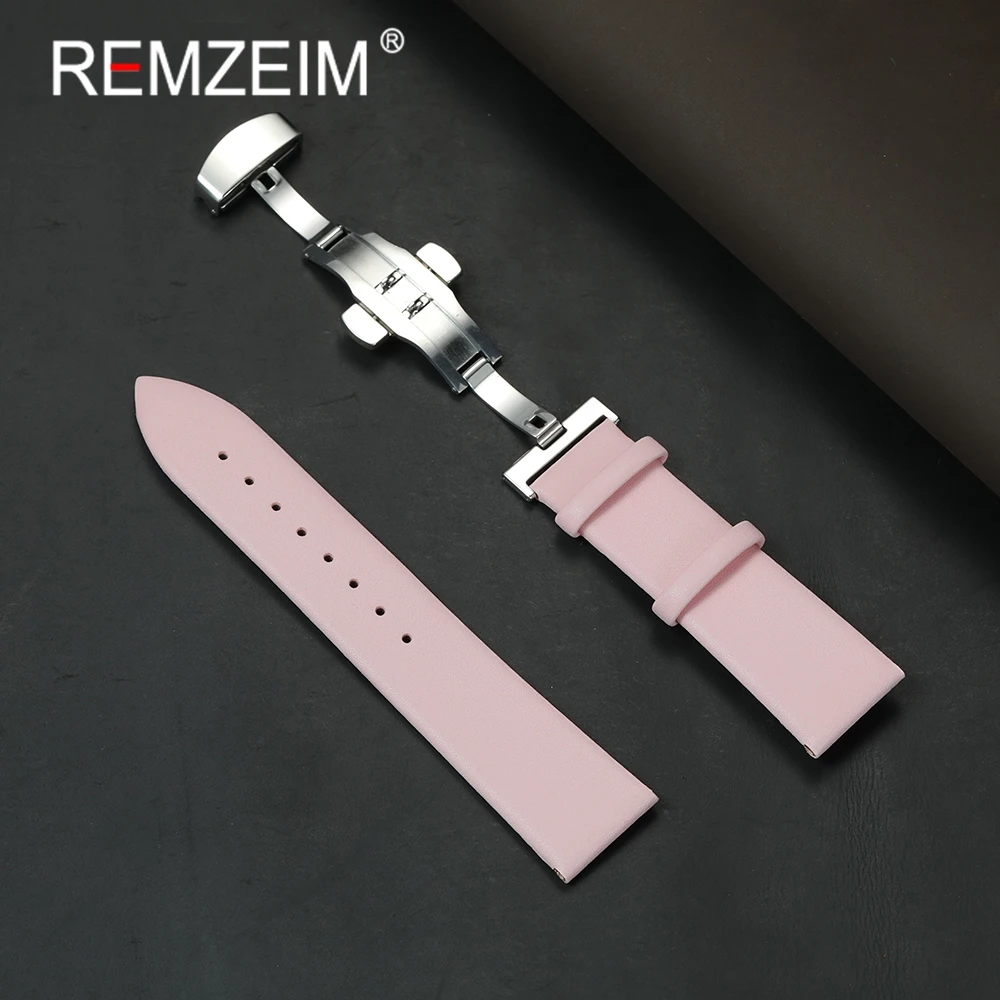 Ultradünnes Kunstleder-Uhrenarmband, 18 mm, 20 mm, 22 mm, mit Schmetterlingsschnalle, Business-Armbänder, Bürokleidung, Armband