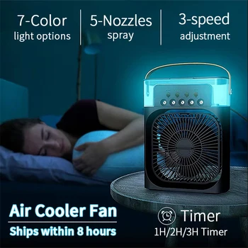 New 3 In 1 Fan AIr Conditioner Household Small Air Cooler LED Night Light Portable Humidifier Air Adjustment Fan Office Home Fan