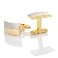 High Quality Simple Double Color Rectangle Cufflinks For Mens French Style Shirt Blank Buttons Metal Copper Brass Gemelos