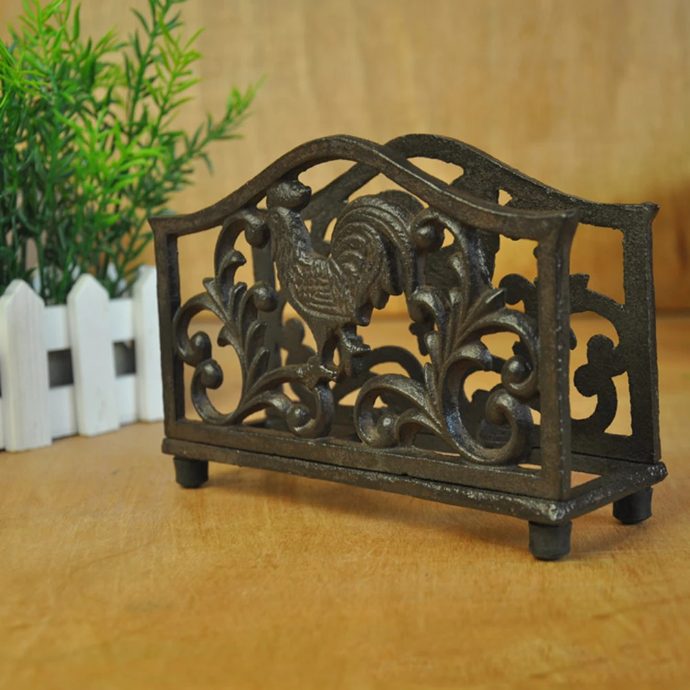 

Creative Cast Iron Tissue Holder Desktop Napkin Stand Rustproof Hollow Design Mirror Polished For Home Hotel Restaurant