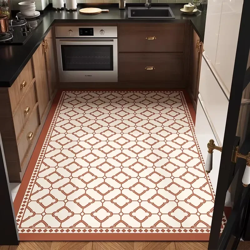 Kitchen Floor Mat Pvc Waterproof Leather Carpet Large Foot Mats Non-slip Oil-proof American Style Rug Home Decor Rugs 주방 카펫
